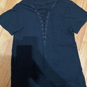 Express Black Lace-Up Short Sleeve Tee